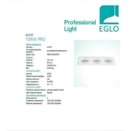 Точковий світильник Eglo TERNI PRO 61537