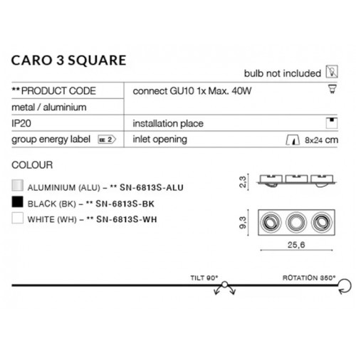 Точковий світильник AZzardo CARO 3 AZ2440 (SN6813SBK)