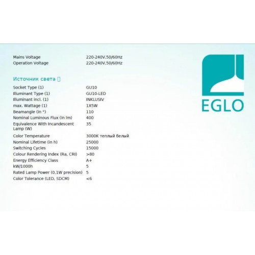 Точковий світильник Eglo AREITIO 98637