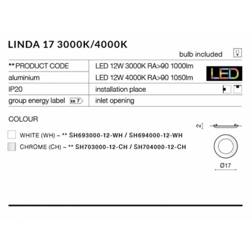 Точковий світильник AZzardo LINDA 17 AZ2240 (SH69300012WH)
