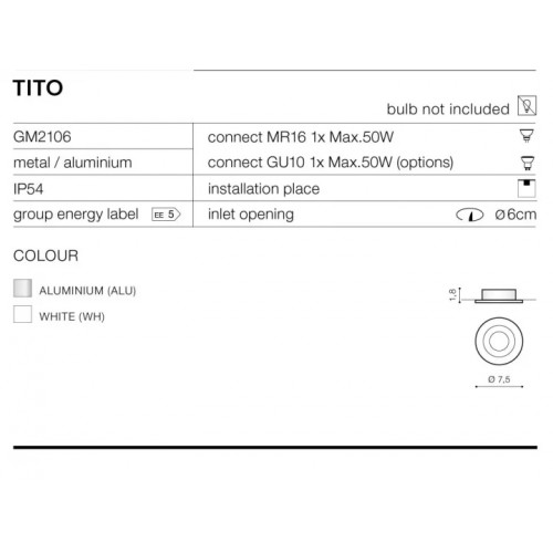 Точковий світильник AZzardo TITO AZ0815 (GM2106WH)