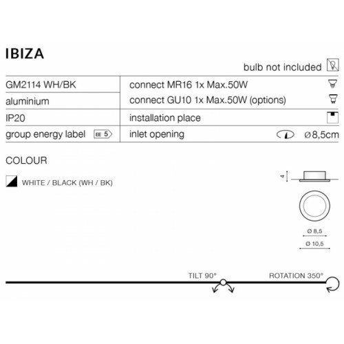 Точковий світильник AZzardo IBIZA AZ1361 (GM2114WHBK)
