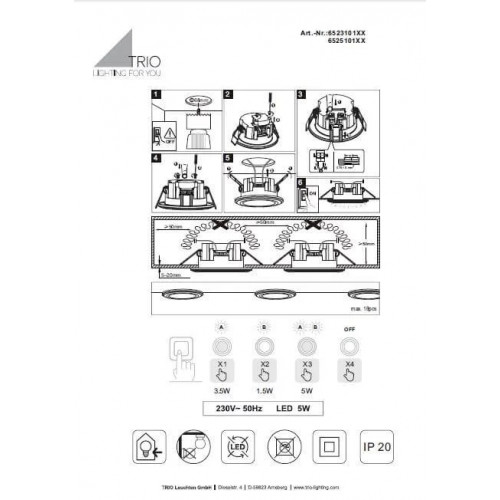 Точковий світильник Trio CORE 652510106