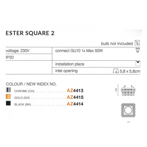 Точковий світильник Azzardo ESTER SQUARE 2 AZ4414