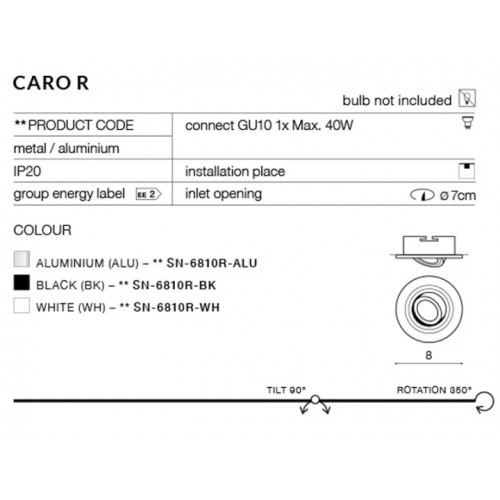 Точковий світильник AZzardo CARO R AZ2431 (SN6810RBK)