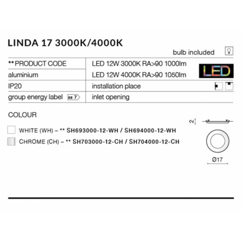 Точковий світильник AZzardo LINDA 17 AZ2242 (SH70300012CH)