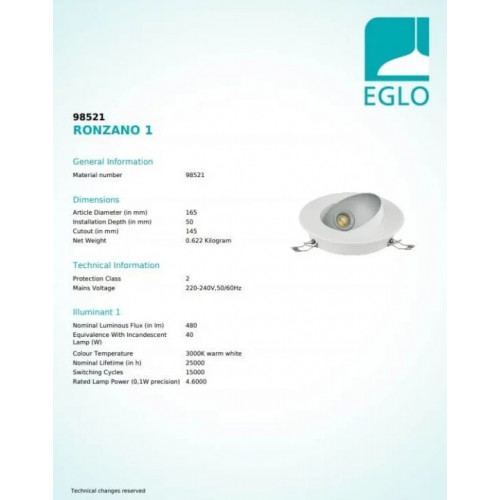 Точковий світильник Eglo RONZANO 1 98521