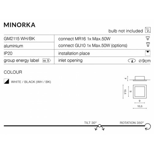 Точковий світильник AZzardo MINORKA AZ1362 (GM2115WHBK)
