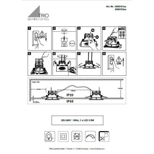 Точковий світильник Trio Zagros 650610132