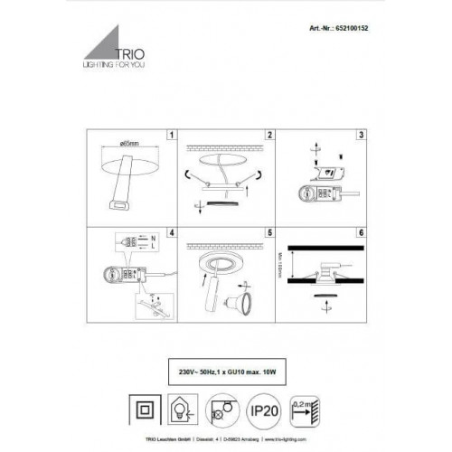 Точковий світильник Trio PIRIN 652100152