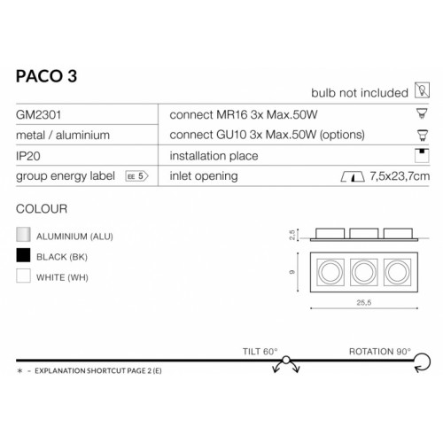 Точковий світильник AZzardo PACO 3 AZ0802 (GM2301WH)