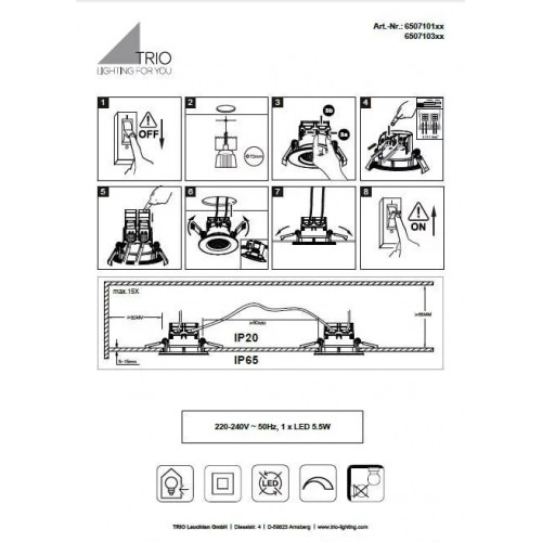 Точковий світильник Trio Zagros 650710132