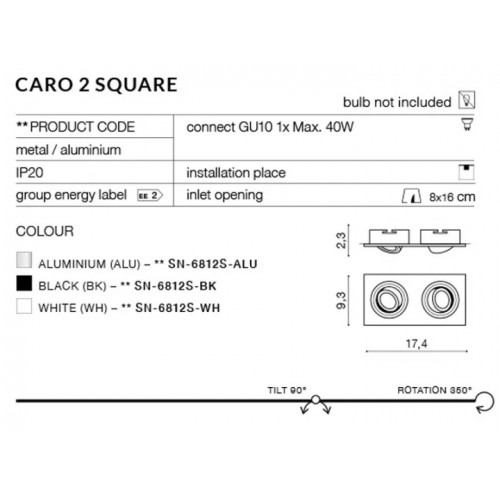 Точковий світильник AZzardo CARO 2 AZ2437 (SN6812SBK)