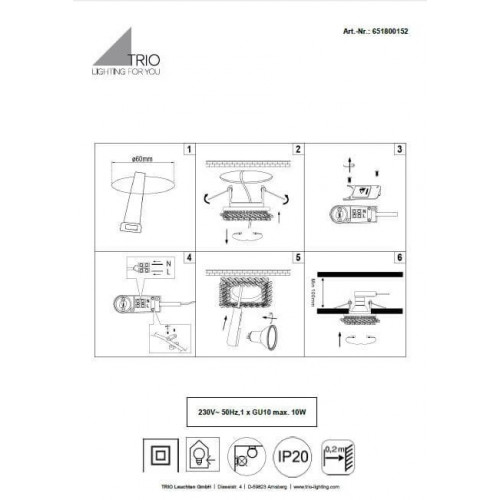 Точковий світильник Trio DOLOMITE 651800152