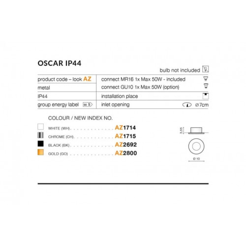 Точковий світильник AZzardo OSCAR IP44 AZ2800