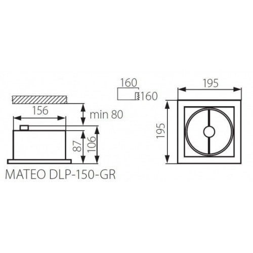 Світильник типу Downlight Kanlux MATEO DLP-150-GR 4960