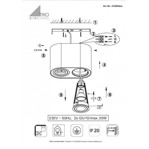 Точковий світильник Trio BISCUIT 612900232