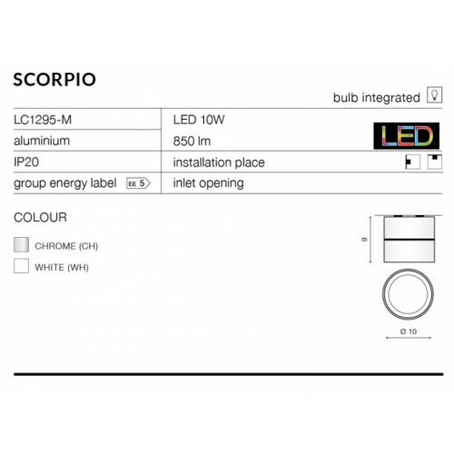 Точковий світильник AZzardo SCORPIO AZ1452 (LC1295MCH)