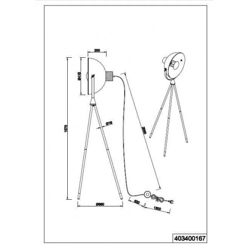 Торшер Trio DELHI 403400167