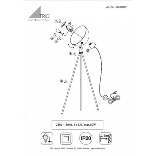 Торшер Trio DELHI 403400167