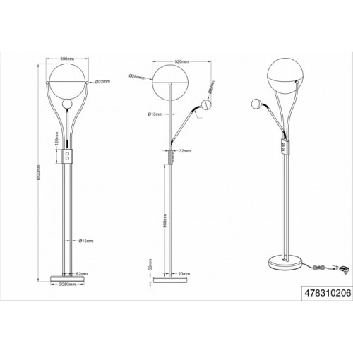 Торшер Trio CHRIS 478310206