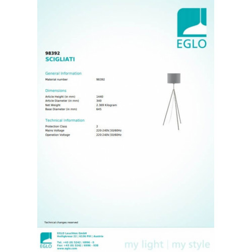 Торшер Eglo SCIGLIATI 98392