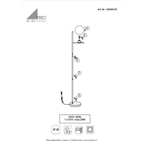 Торшер Trio PURE 402000108