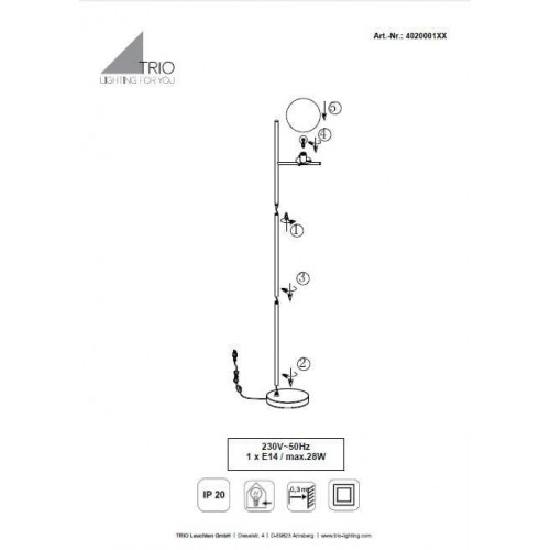 Торшер Trio PURE 402000108