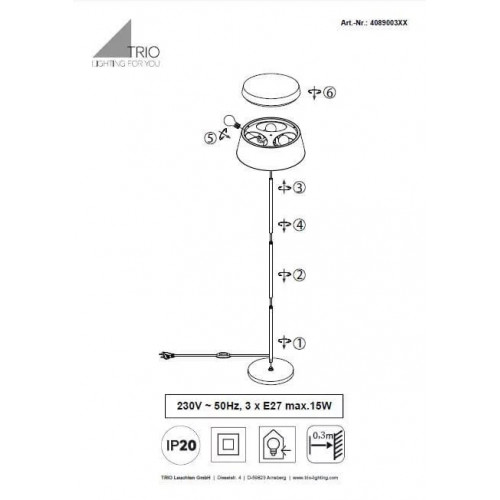 Торшер Trio BARONESS 408900331