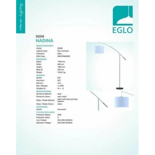 Торшер Eglo NADINA 92206