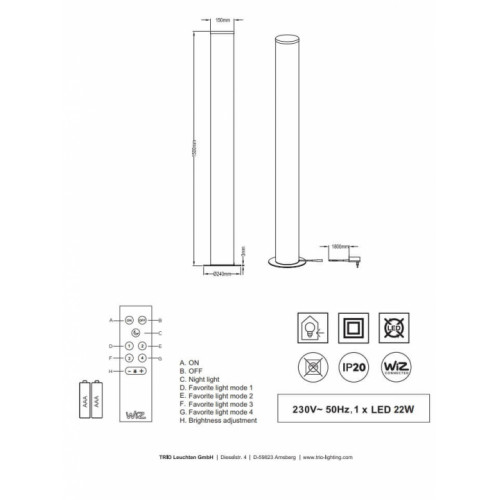 Торшер Trio PANTILON 451850101
