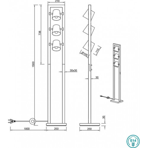 Торшер Trio BODOVE 401900367