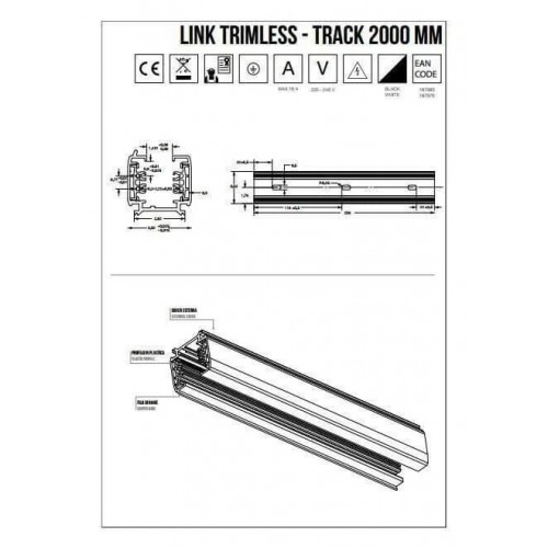 Трек Ideal Lux LINK TRIMLESS DALI 3м 247618