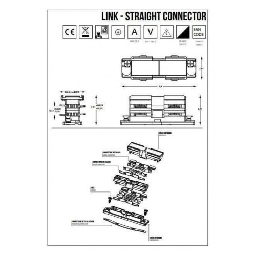 Коннектор прямий Ideal Lux LINK TRIMLESS ON/OFF 169637