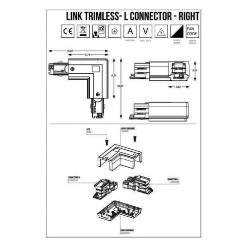 L-конектор правий Ideal Lux LINK TRIMLESS ON/OFF L CONNECTOR 169736