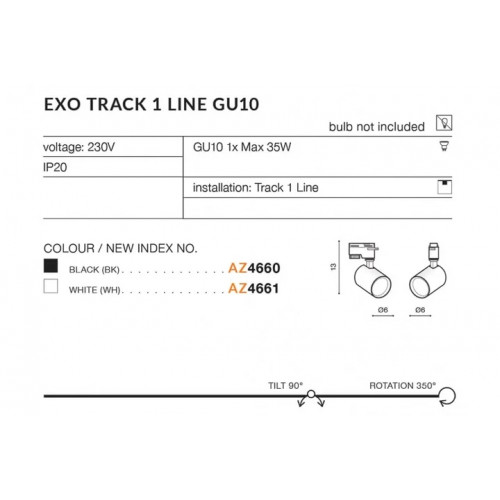 Трековий світильник AZzardo EXO TRACK 1 LINE GU10 AZ4660