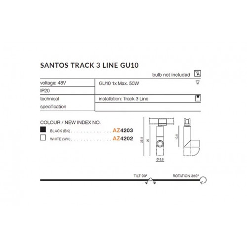Трековий світильник AZzardo SANTOS TRACK 3 LINE GU10 AZ4203