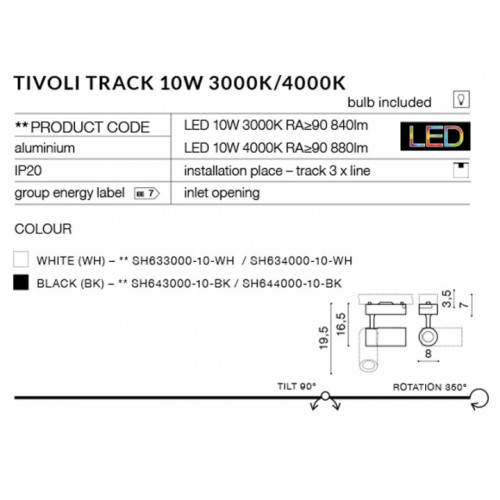 Трековий світильник AZzardo TIVOLI TRACK AZ2224 (SH64300010BK)