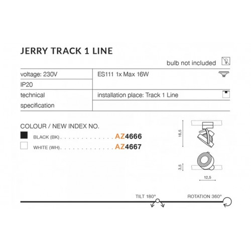 Трековий світильник AZzardo JERRY TRACK 1 LINE AZ4667