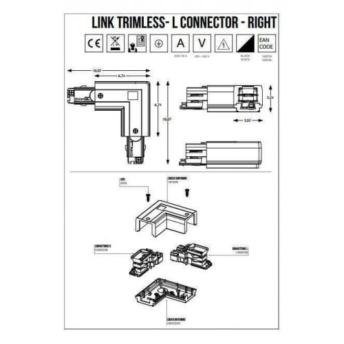 L-Конектор лівий Ideal Lux LINK TRIMLESS ON/OFF L CONNECTOR 169712