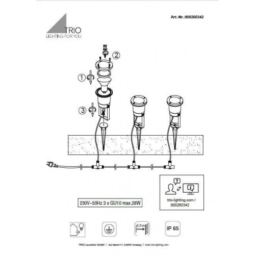 Грунтовий світильник Trio 800260342 UBANGI